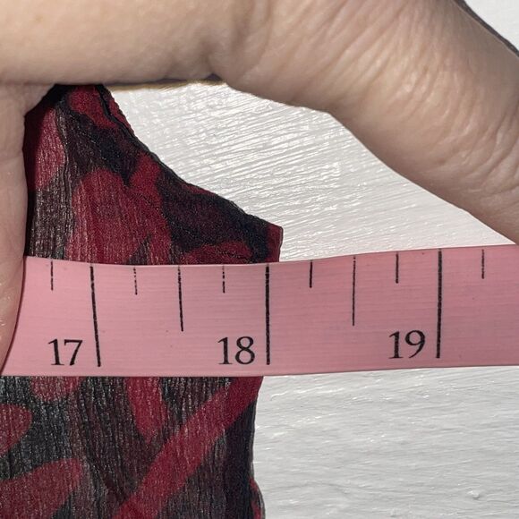 ECI New York Black Red Floral Sheer Silk Sleeveless Blouse Fitted Top Size 8 - Picture 7 of 9